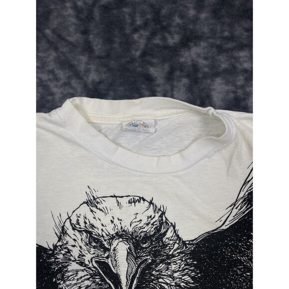 Vintage Bald Eagle Single Stitch All Over Print T-Shirt AOP XLarge Black White - Picture 4 of 11